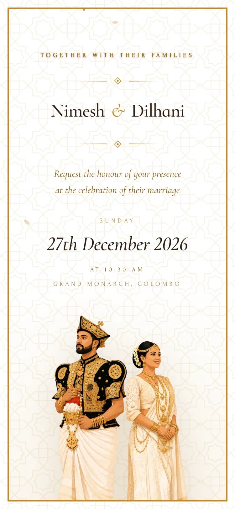 Ceylon Traditional wedding invitation template