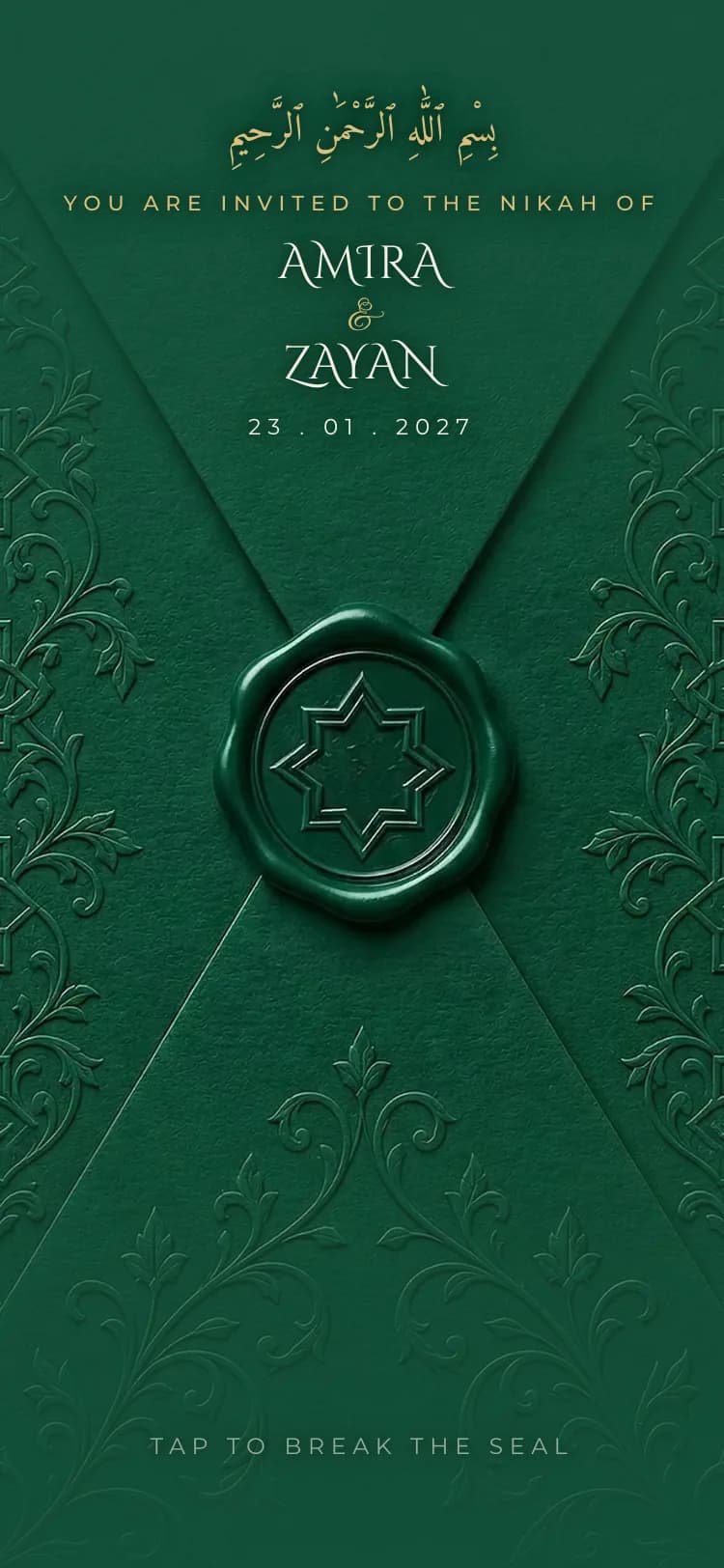 Emerald Nikah wedding invitation template