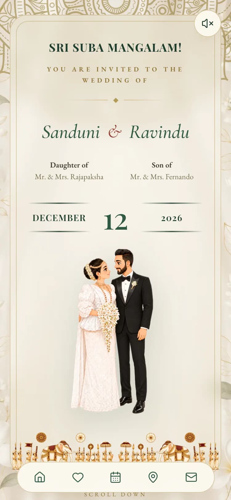 Kandyan Classic wedding invitation template