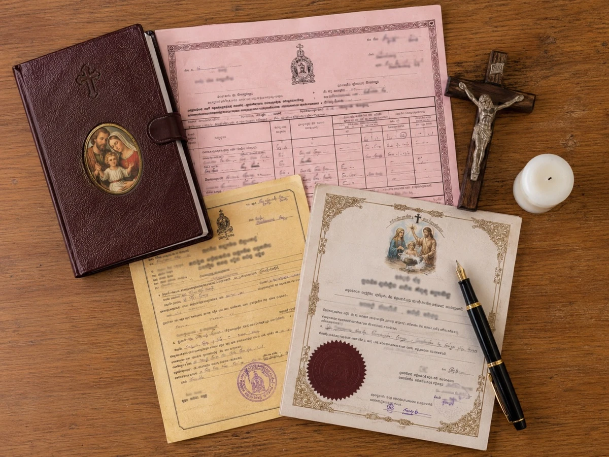 පවුල් පොත, භෞතීස්ම සහතිකය, රෝස පැහැති පෝරමය සහ අනෙකුත් අවශ්‍ය ලේඛන