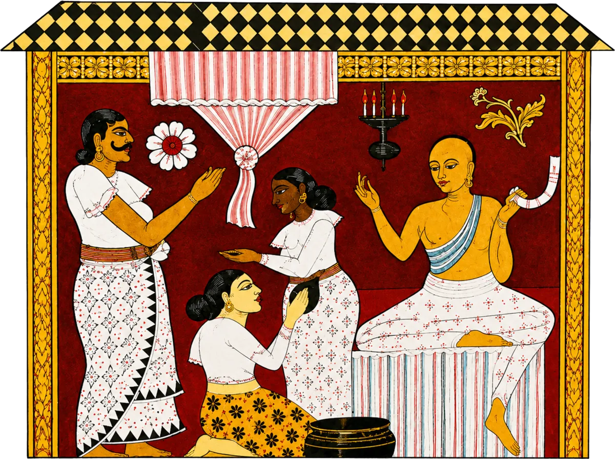 Blessing scene from a Kandyan mural